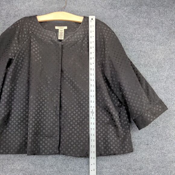 Covington Womens Blouse Top Sz 20-22W Black Crosshatch Pattern Shirt Snaps - Picture 4 of 12